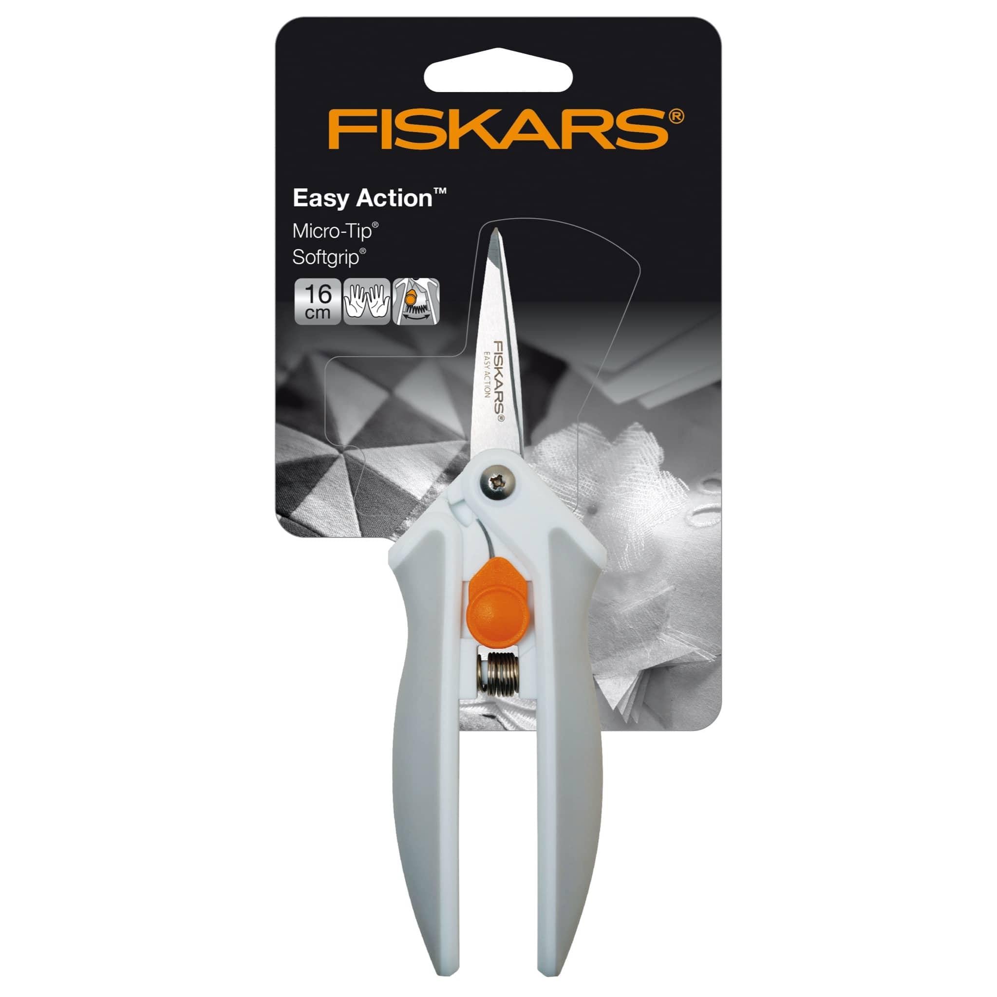 Fiskars Easy Action Softgrip Micro-Tip Scissors (16cm/6.5in) - Woolshop.co.uk