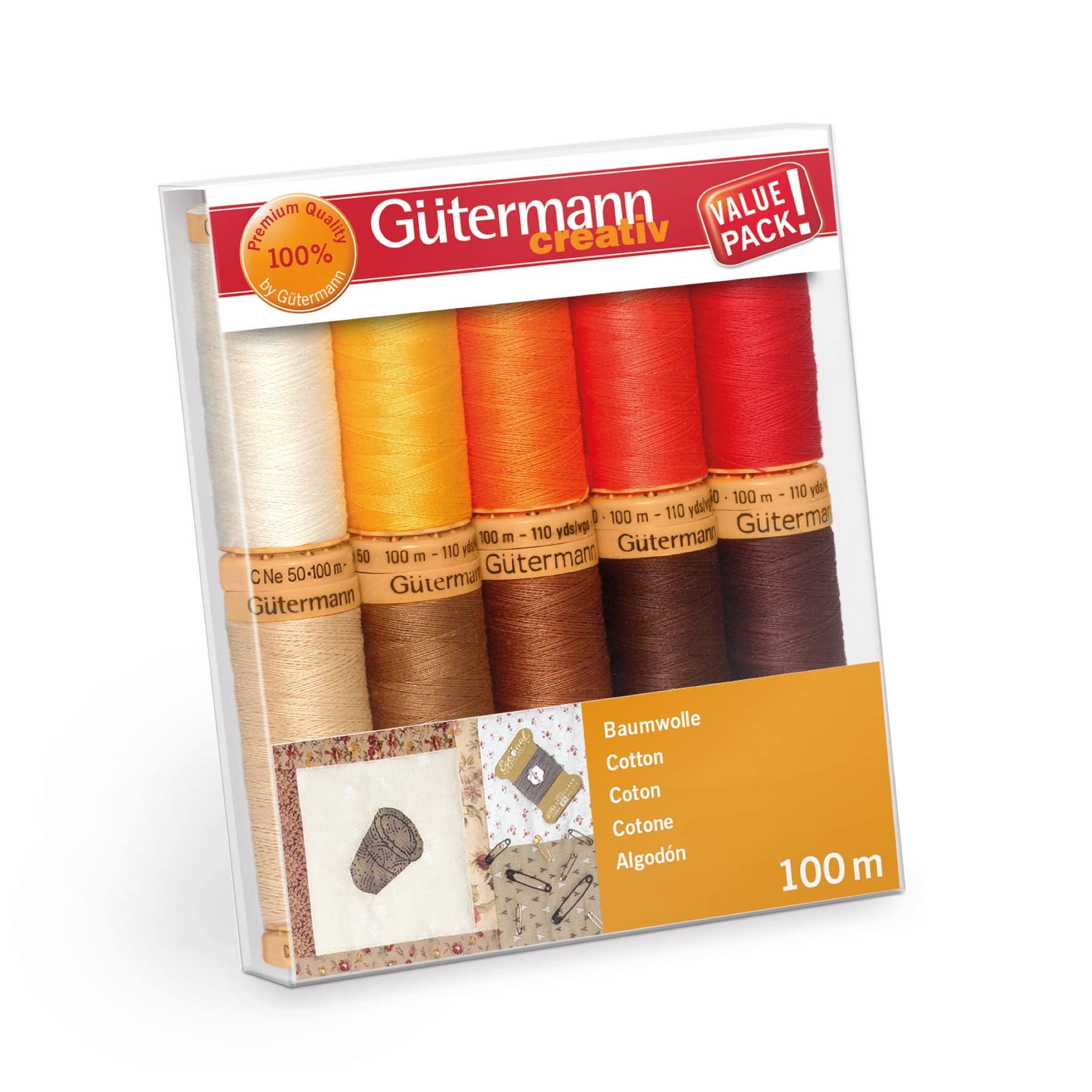 Gutermann Natural Cotton C No 50 (Pack of 10 x 100m) Colour Assortment 1 - Woolshop.co.uk