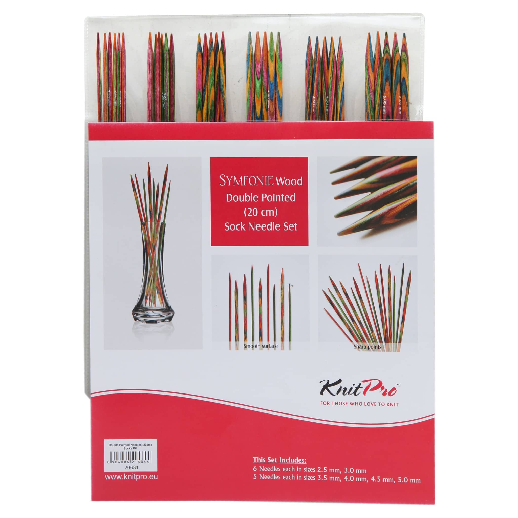 Knitpro Symfonie Knitting Pins  - Double Ended - Set Of Five Sock Pin Kit 20cm