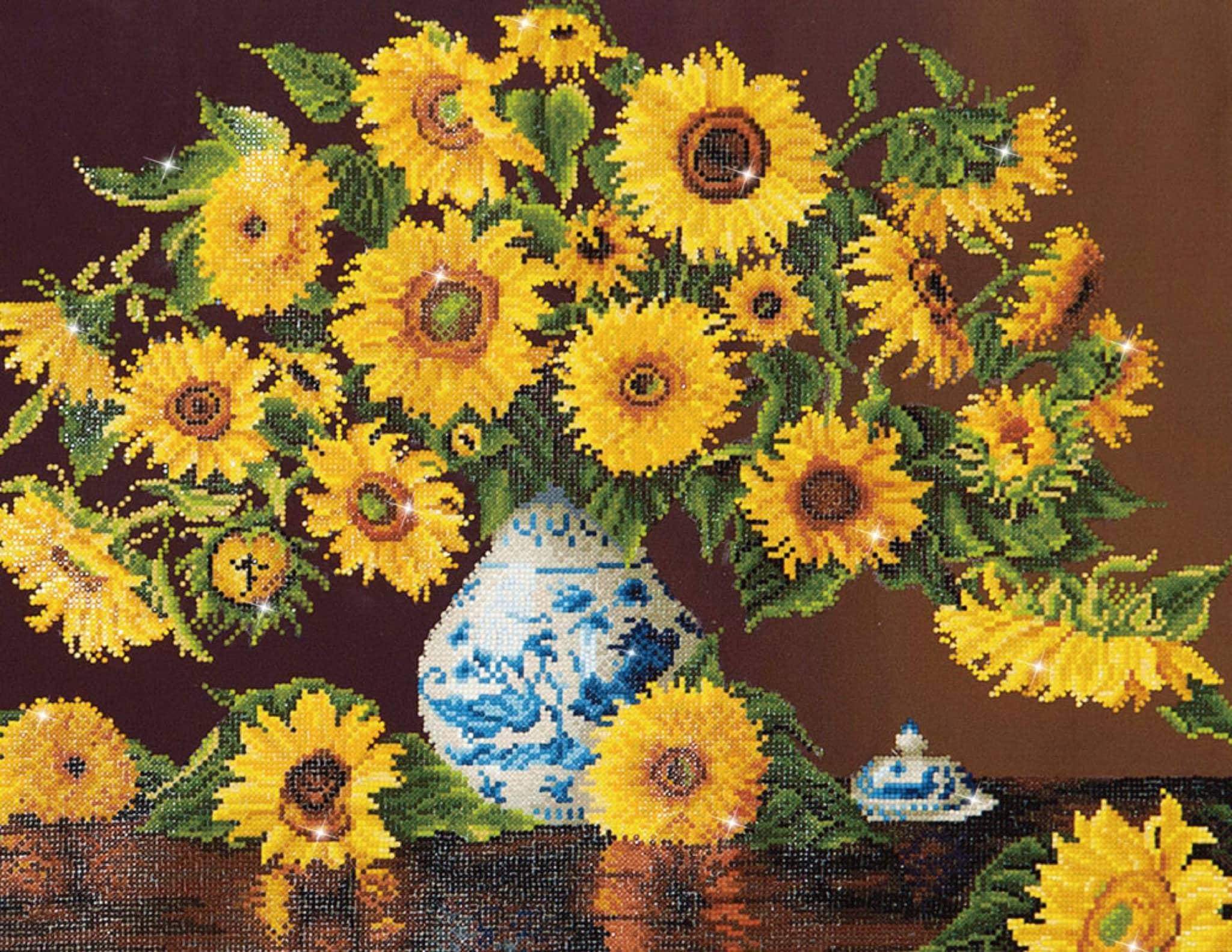 Sunflowers in a China Vase Diamond Painting Kit
