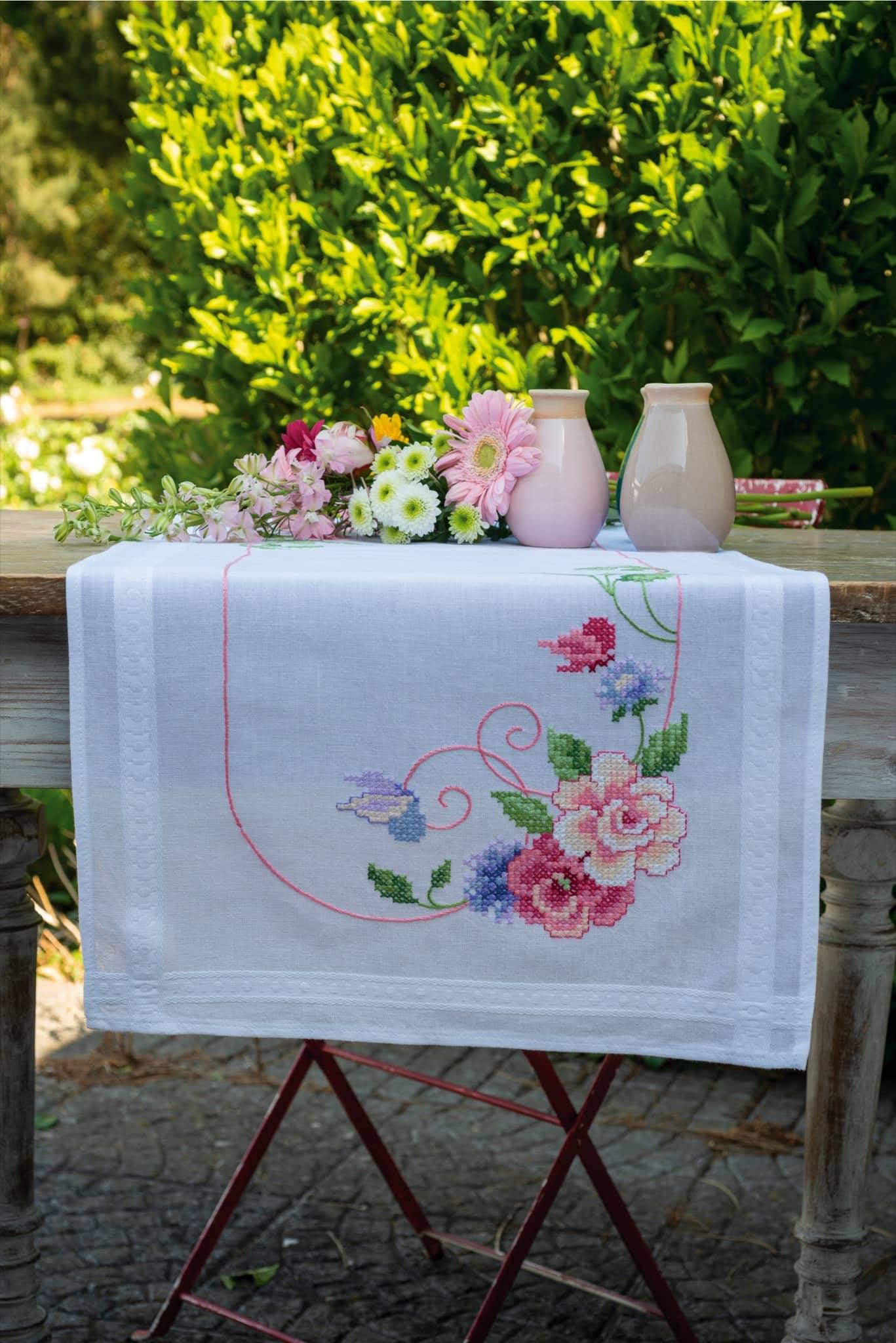 Vervaco Flowers & Butterflies Table Runner Embroidery Kit